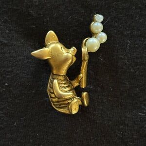 Disney Gold Piglet Brooch with Pearls